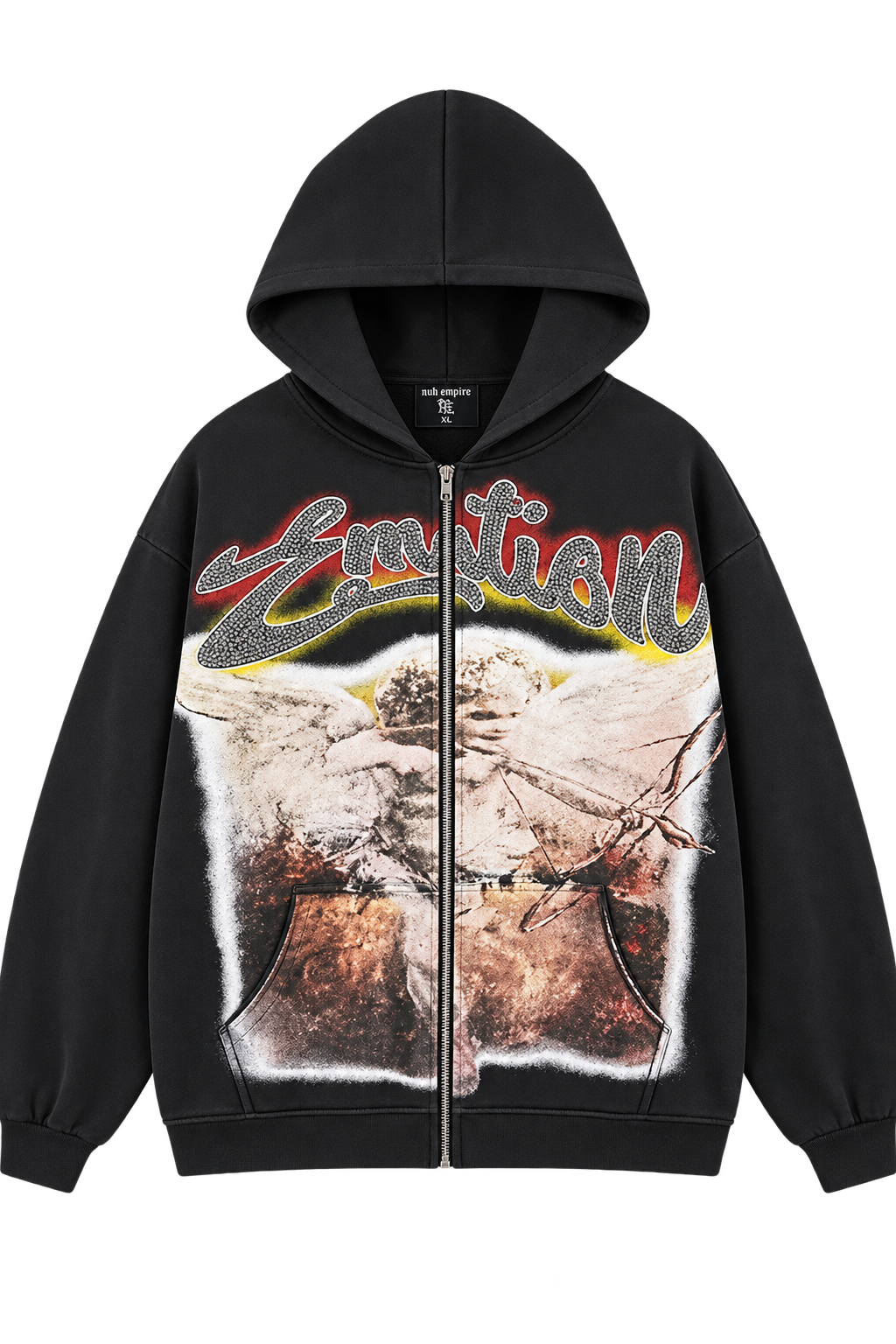 EMOTION ANGEL HOODIE — BLACK