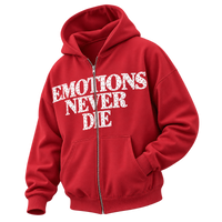EMOTIONS NEVER DIE HOODIE — RED — DETALLE