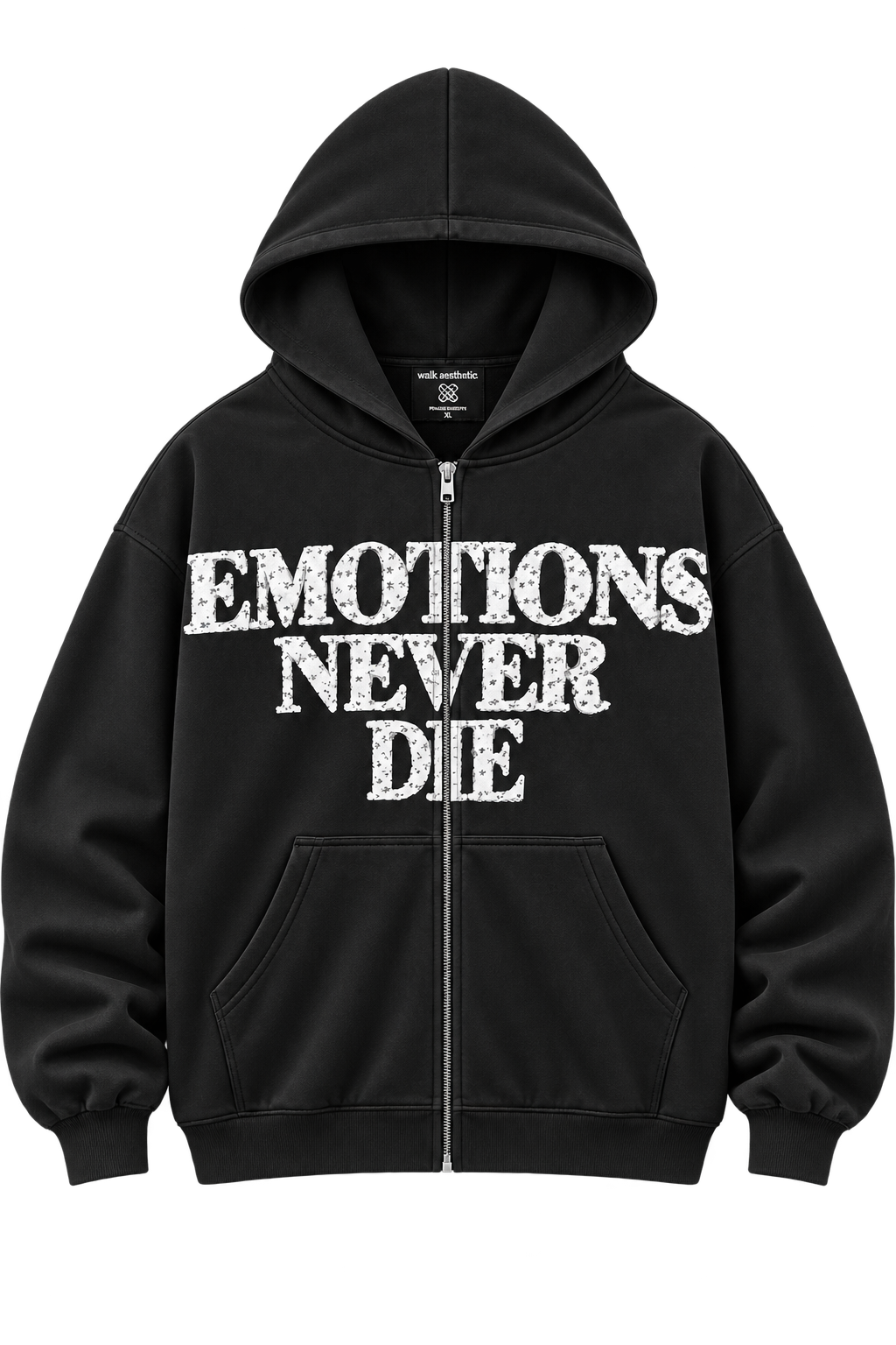 EMOTIONS NEVER DIE HOODIE — BLACK