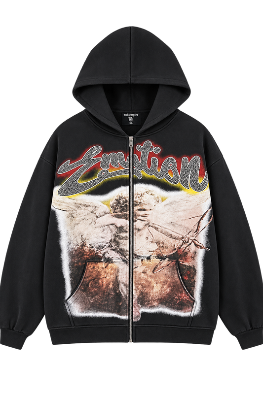 EMOTION ANGEL HOODIE — BLACK