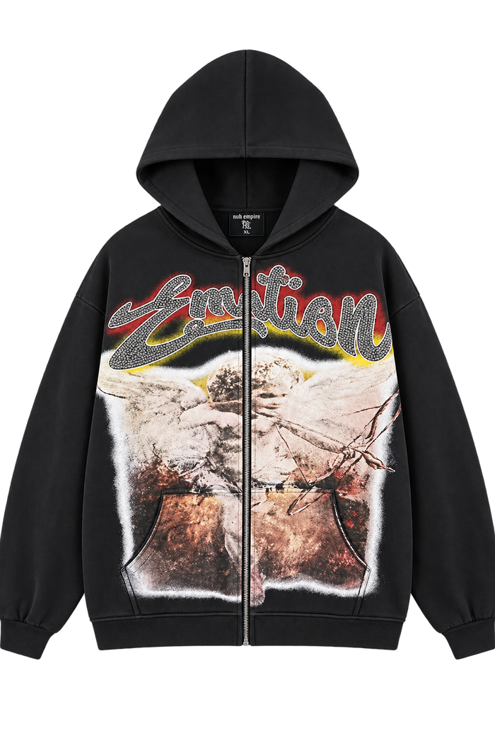 EMOTION ANGEL HOODIE — BLACK